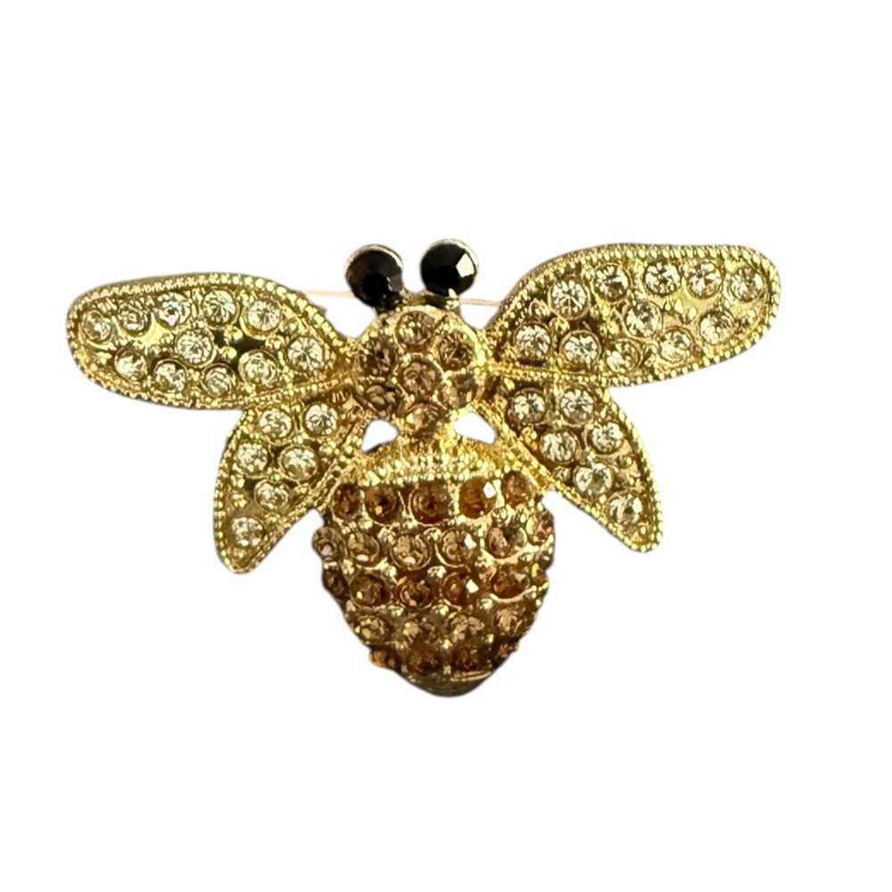 Vintage Gold Crystal Bee Brooch